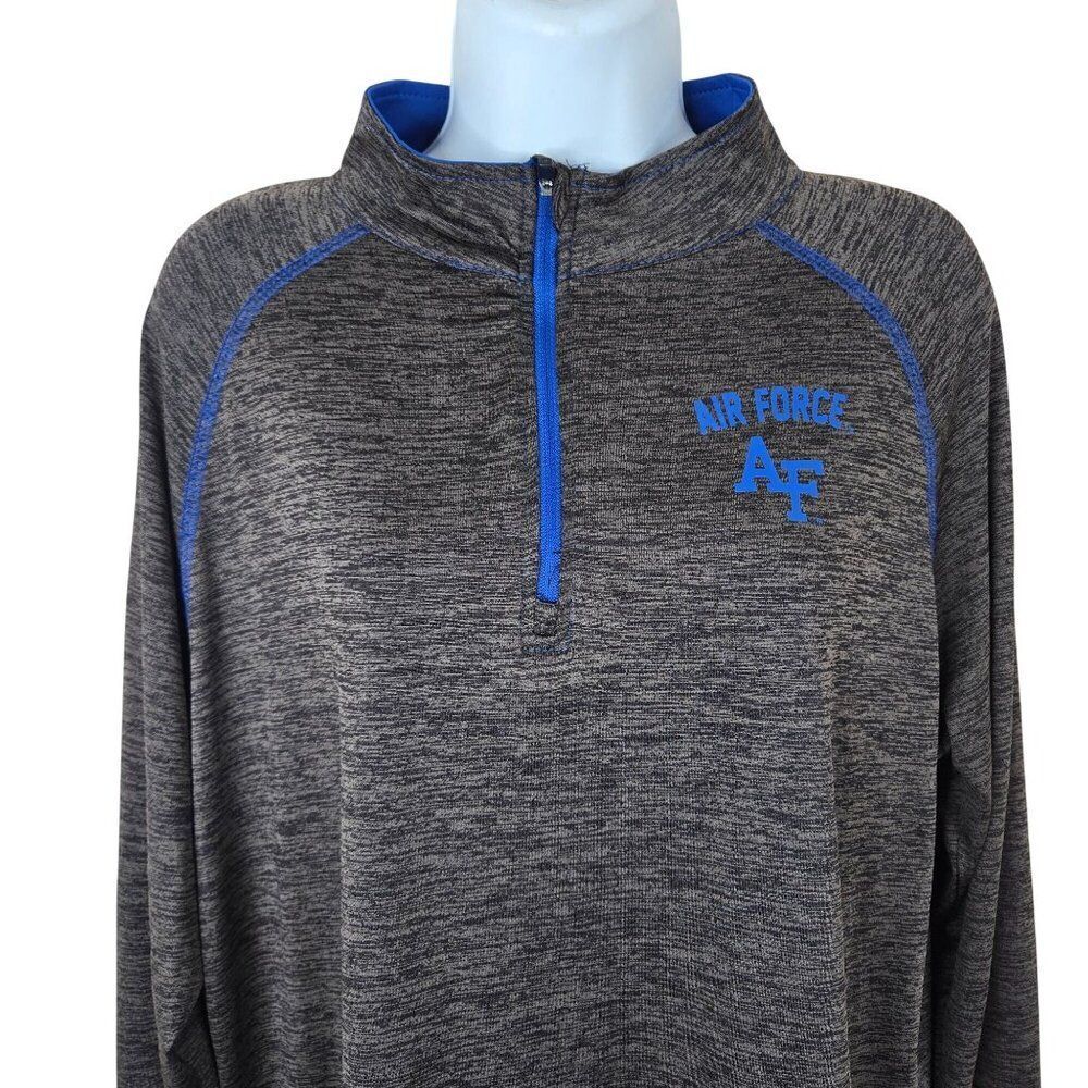 Air Force AF Quarter Zip Pullover Shirt Top Womens Size XXL Gray Blue